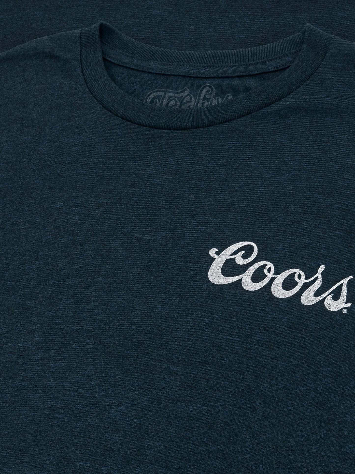 Coors Genuine Bock Beer Left Chest Front and Back Print Mens T Shirt Denim Black Heather