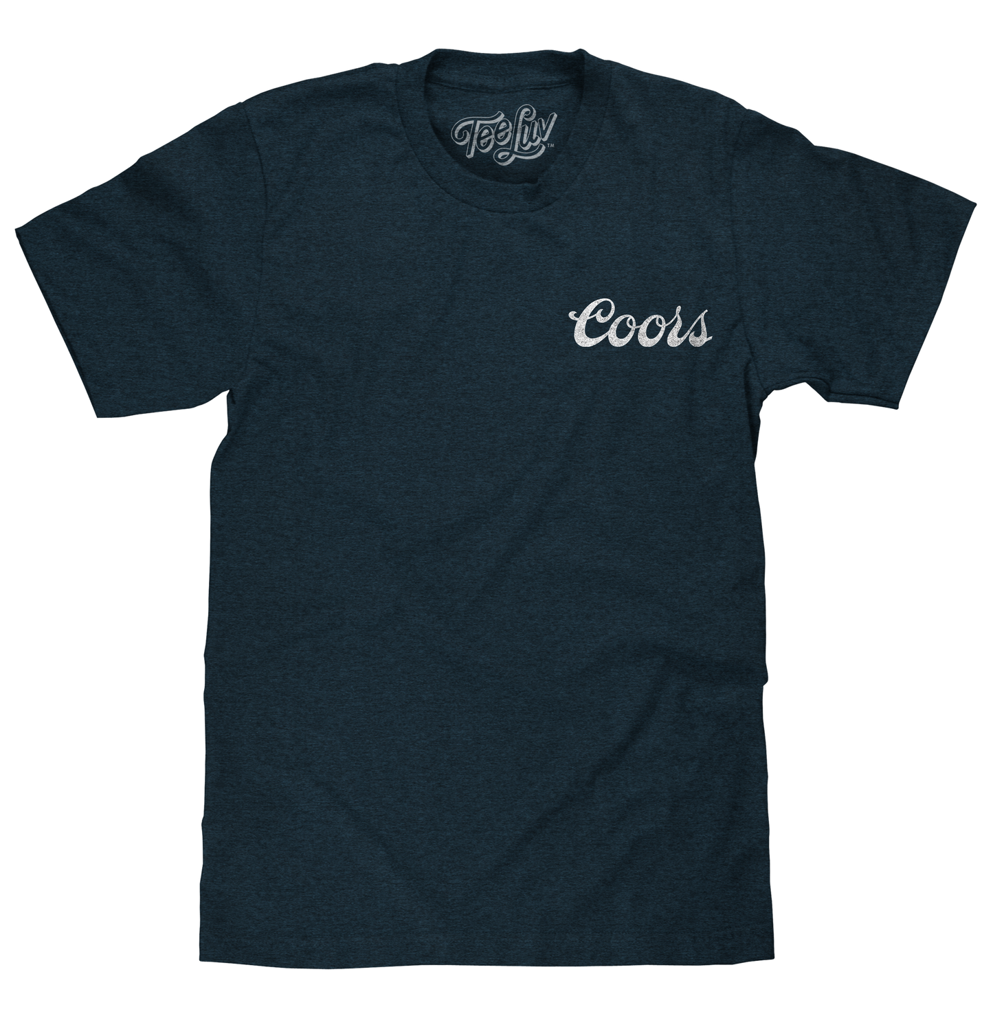 Coors Genuine Bock Beer Left Chest Front and Back Print Mens T Shirt Denim Black Heather