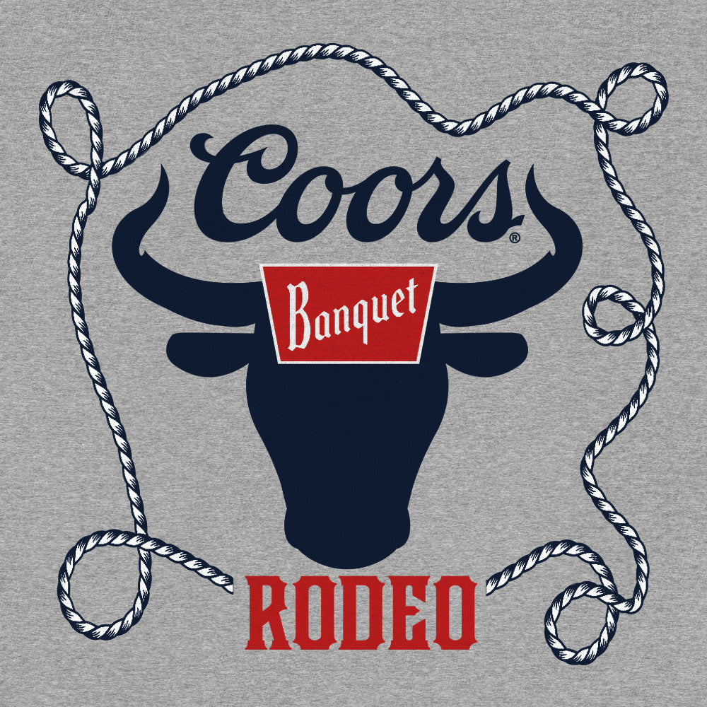Coors Banquet Beer Rodeo Bull Front and Back Print Mens T Shirt Athletic Gray Heather