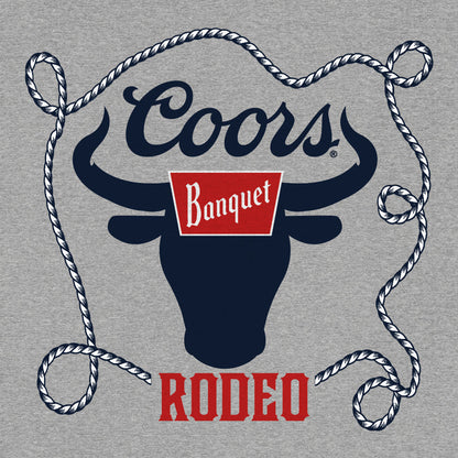 Coors Banquet Beer Rodeo Bull Front and Back Print Mens T Shirt Athletic Gray Heather