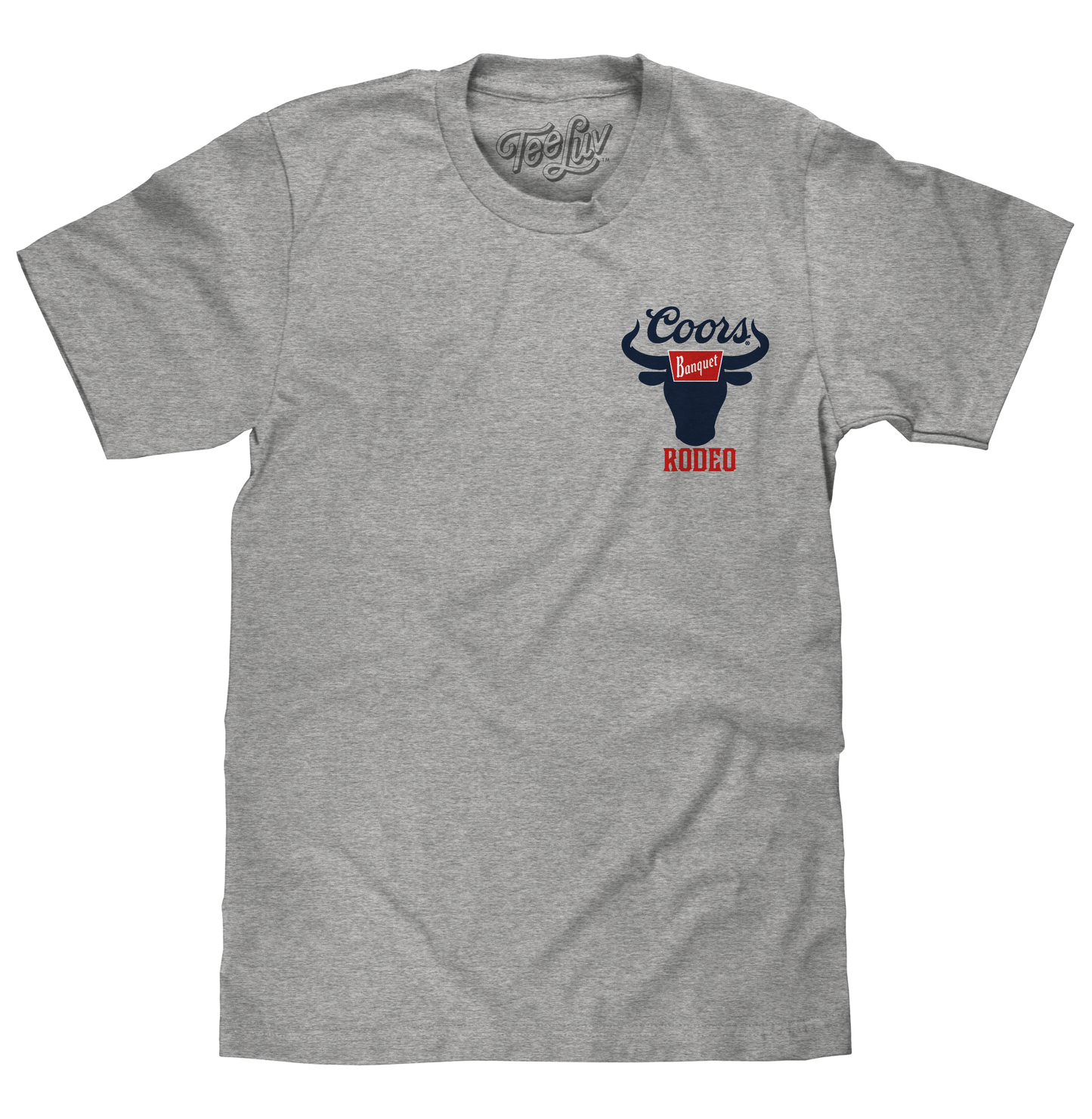 Coors Banquet Beer Rodeo Bull Front and Back Print Mens T Shirt Athletic Gray Heather