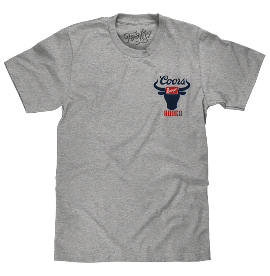 Coors Banquet Beer Rodeo Bull Front and Back Print Mens T Shirt Athletic Gray Heather