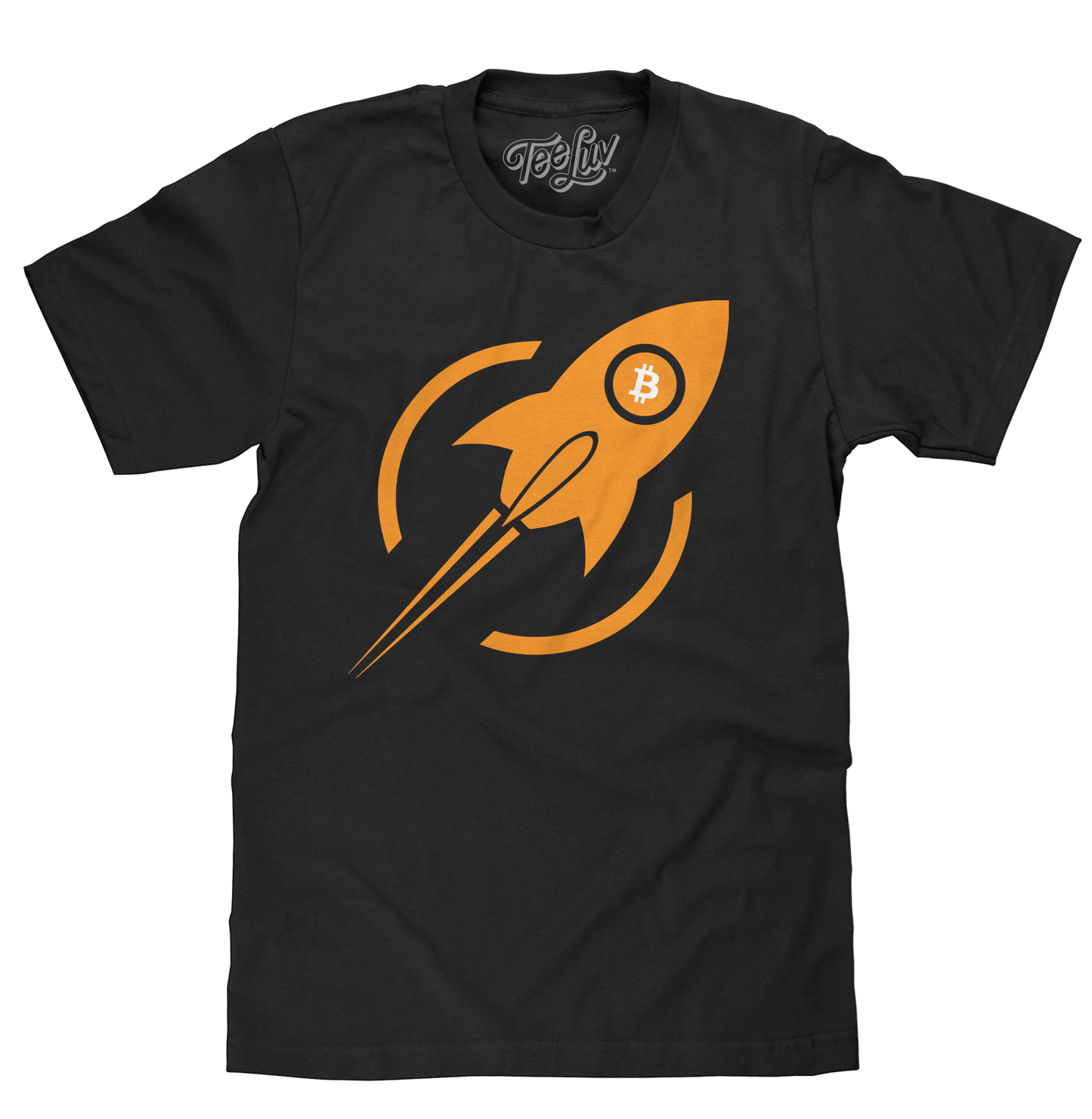 Bitcoin Rocket Mens T Shirt Black