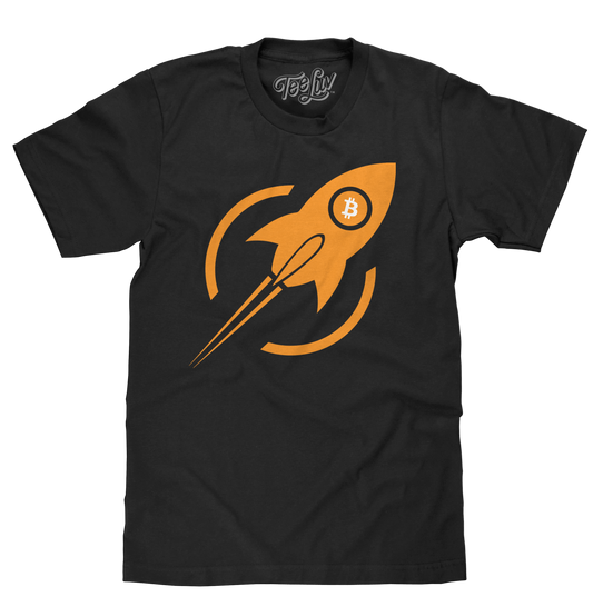 Bitcoin Rocket Mens T Shirt Black