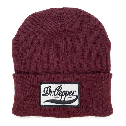 Dr Pepper Trademark Logo Beanie Hat Burgundy