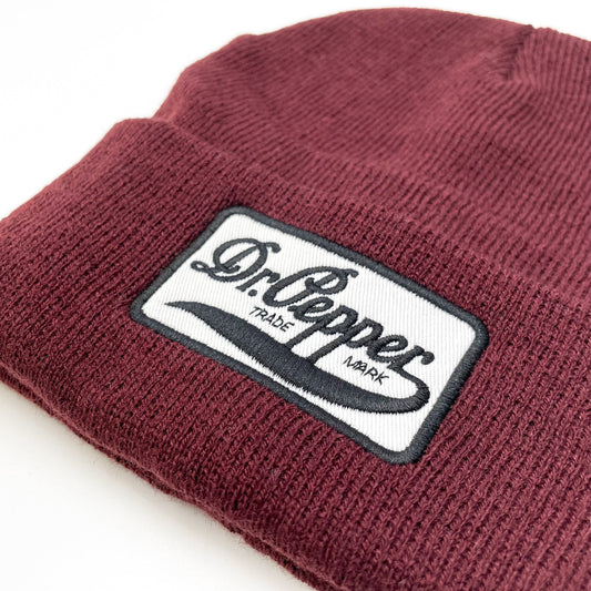 Dr Pepper Trademark Logo Beanie Hat Burgundy