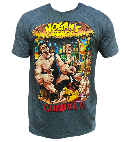 Hulk Hogan Andre The Giant Hogan's Beach Bar Mens T Shirt Grey
