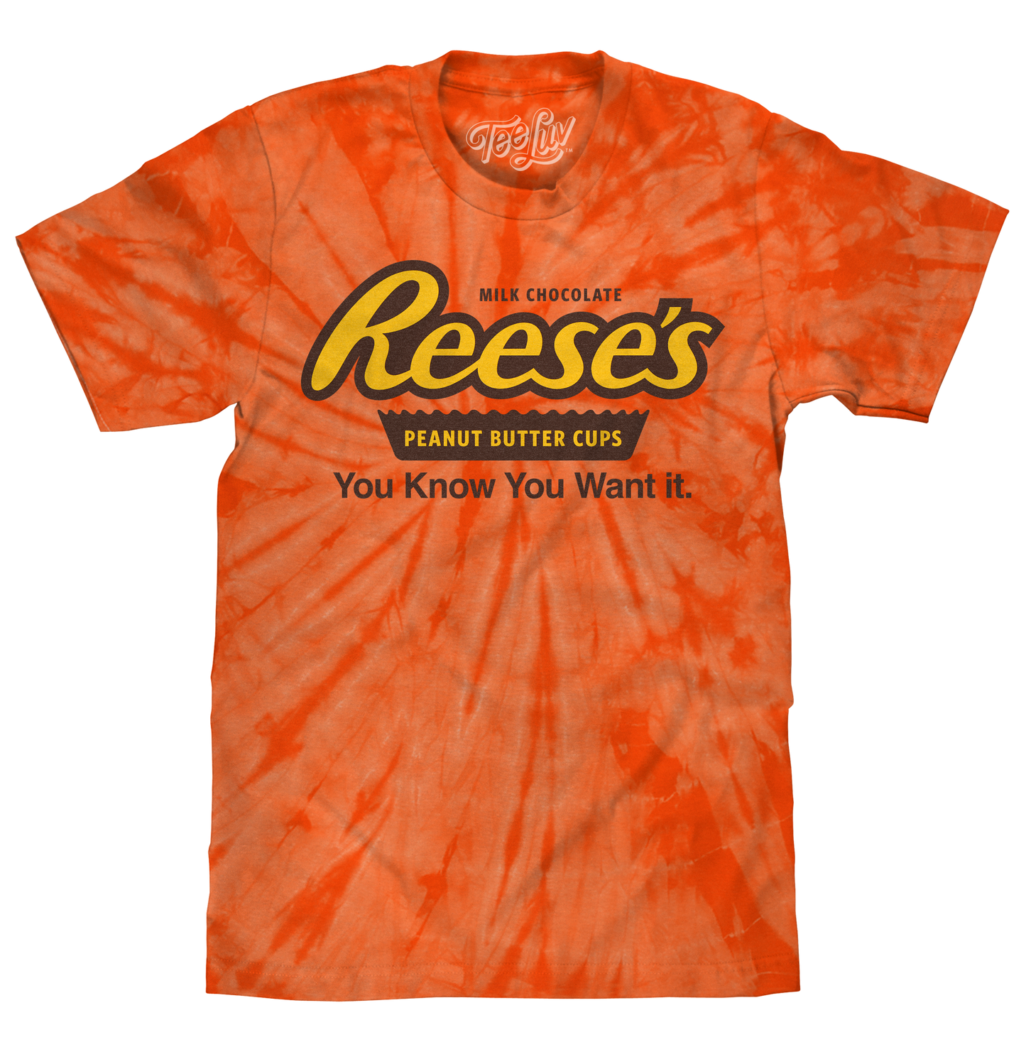 Reese's Peanut Butter Cup Tie Dye Mens T Shirt Orange Spider
