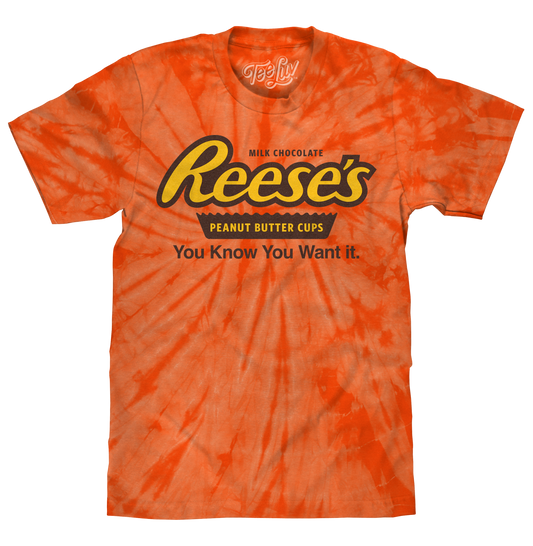Reese's Peanut Butter Cup Tie Dye Mens T Shirt Orange Spider