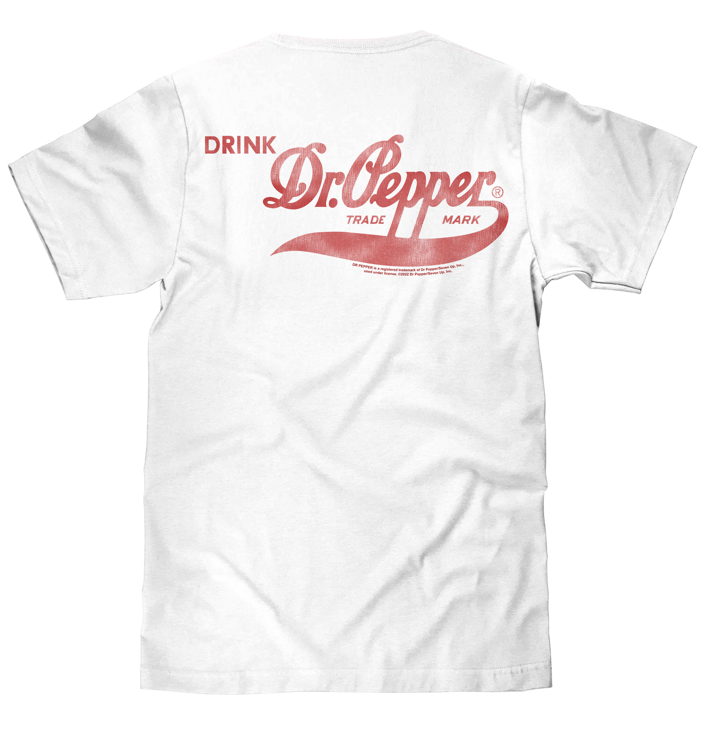 Faded Drink Dr Pepper Vintage Logo Front and Back Print Mens T Shirt White