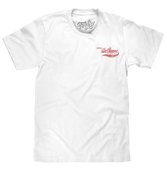 Faded Drink Dr Pepper Vintage Logo Front and Back Print Mens T Shirt White
