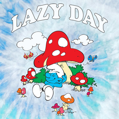 Smurfs Lazy Day Mens Tie Dye T Shirt Lagoon Tie Dye