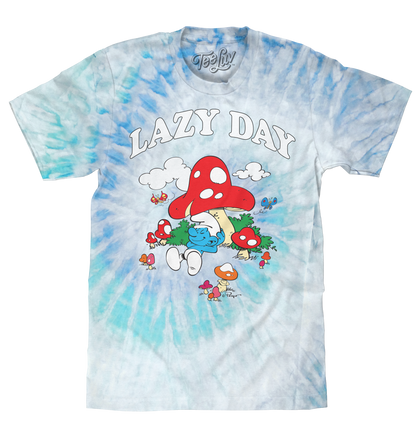 Smurfs Lazy Day Mens Tie Dye T Shirt Lagoon Tie Dye