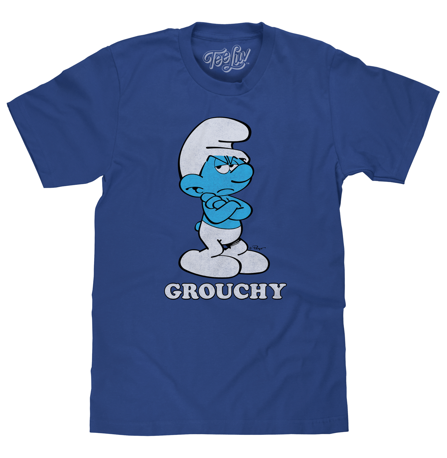 Retro Grouchy Smurf Mens T Shirt Royal Blue