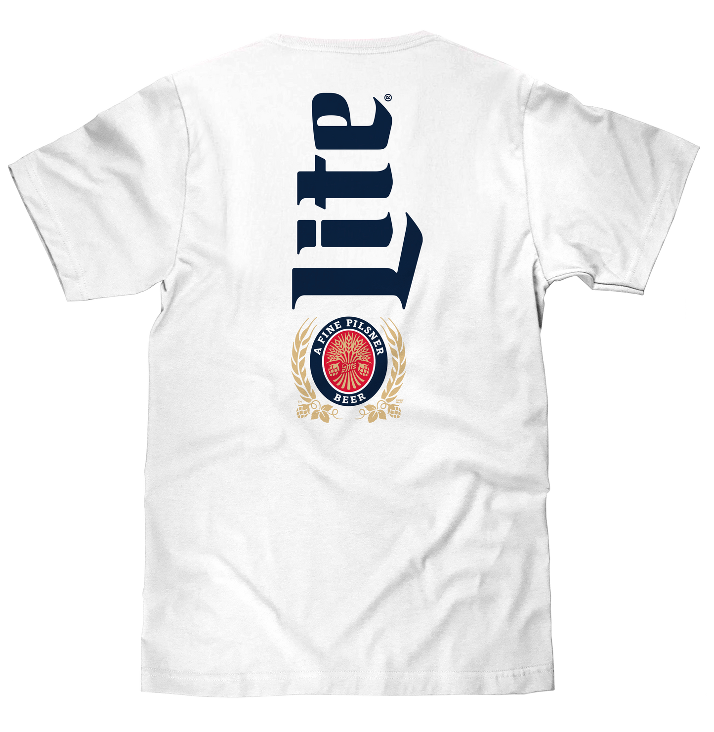 Miller Lite Beer Front and Back Print Mens T Shirt White