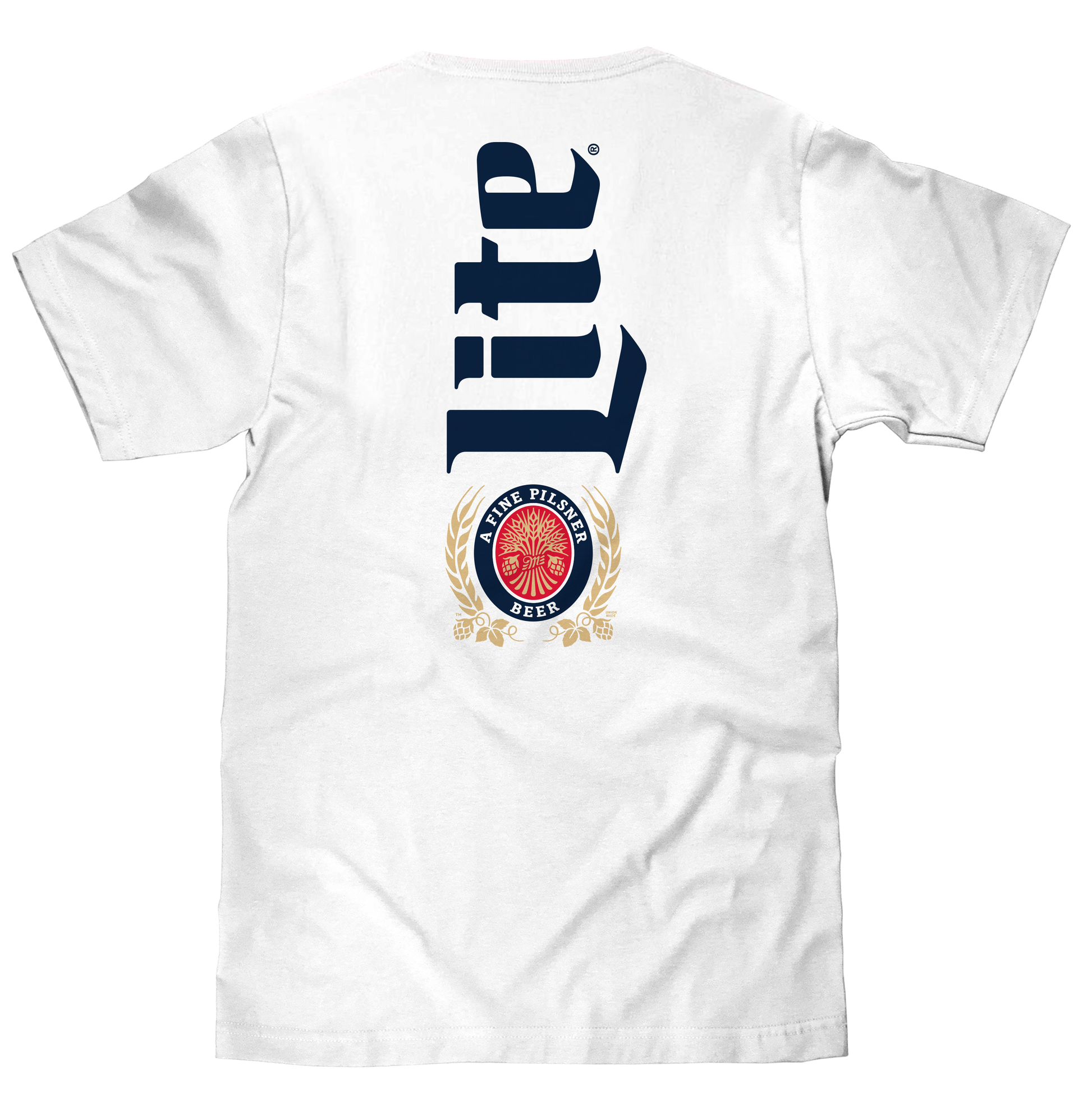 Miller Lite Beer Front and Back Print Mens T Shirt White