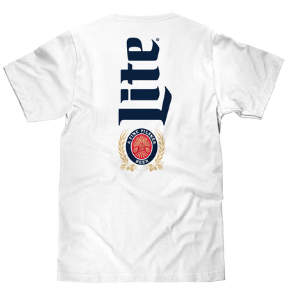 Miller Lite Beer Front and Back Print Mens T Shirt White
