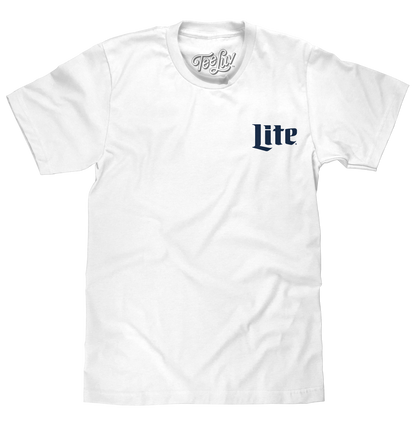 Miller Lite Beer Front and Back Print Mens T Shirt White