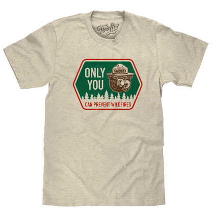 Retro Smokey Bear Only You Can Prevent Wildfires Mens T Shirt Oatmeal Heather