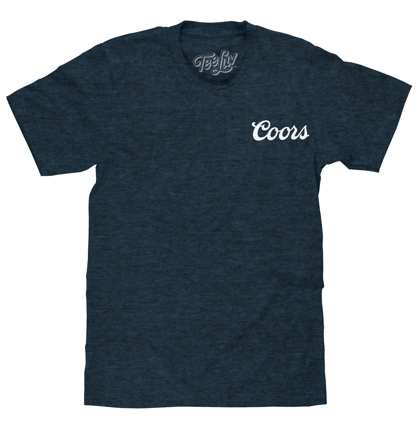 Original Coors Rodeo Cowboy Front and Back Print Mens T Shirt Denim Black Heather