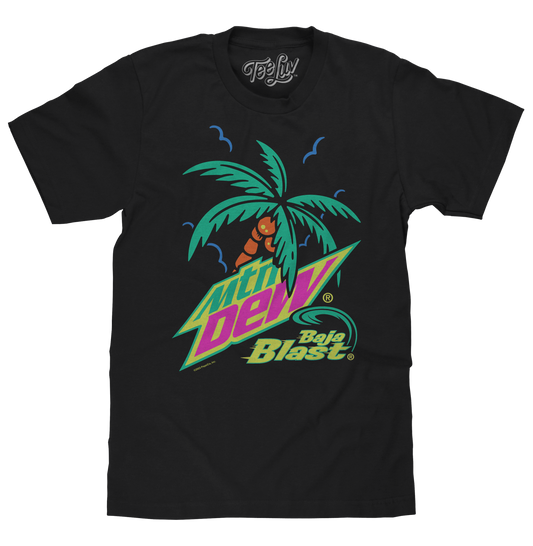 Mtn Dew Baja Blast Palm Tree Mens T Shirt Black