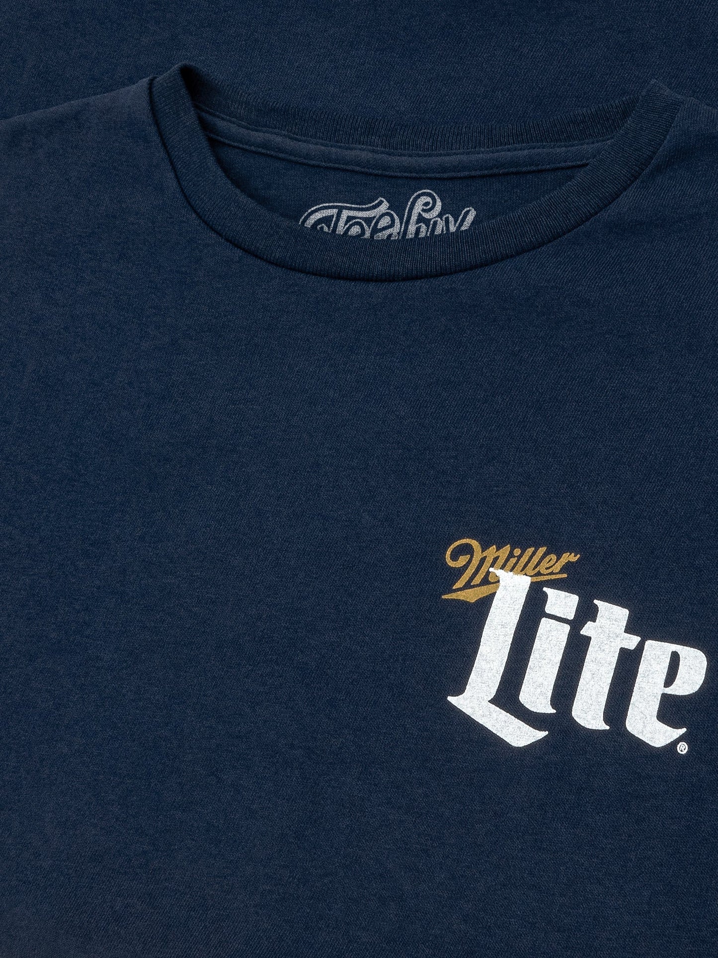 Miller Lite Front/Back/Sleeve Print Long Sleeve Shirt Navy Blue