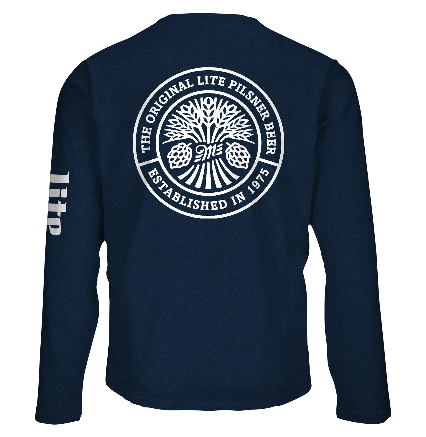 Miller Lite Front/Back/Sleeve Print Long Sleeve Shirt Navy Blue