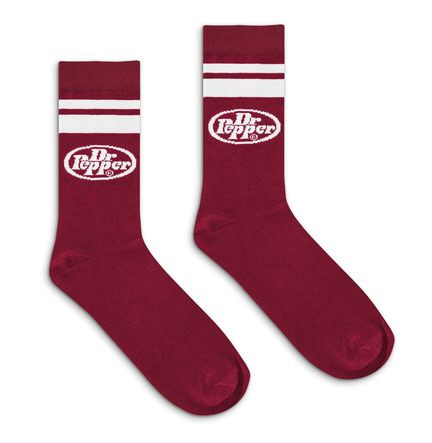 Dr Pepper Soda Logo Crew Socks Burgundy/White