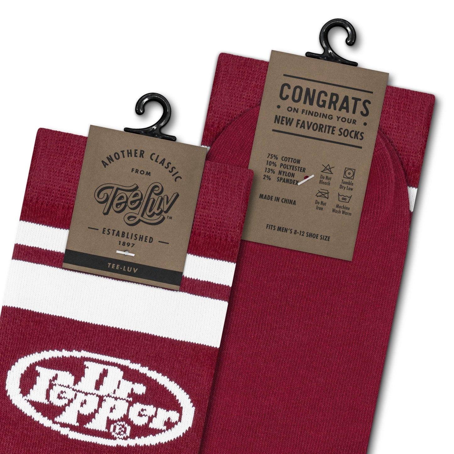 Dr Pepper Soda Logo Crew Socks Burgundy/White