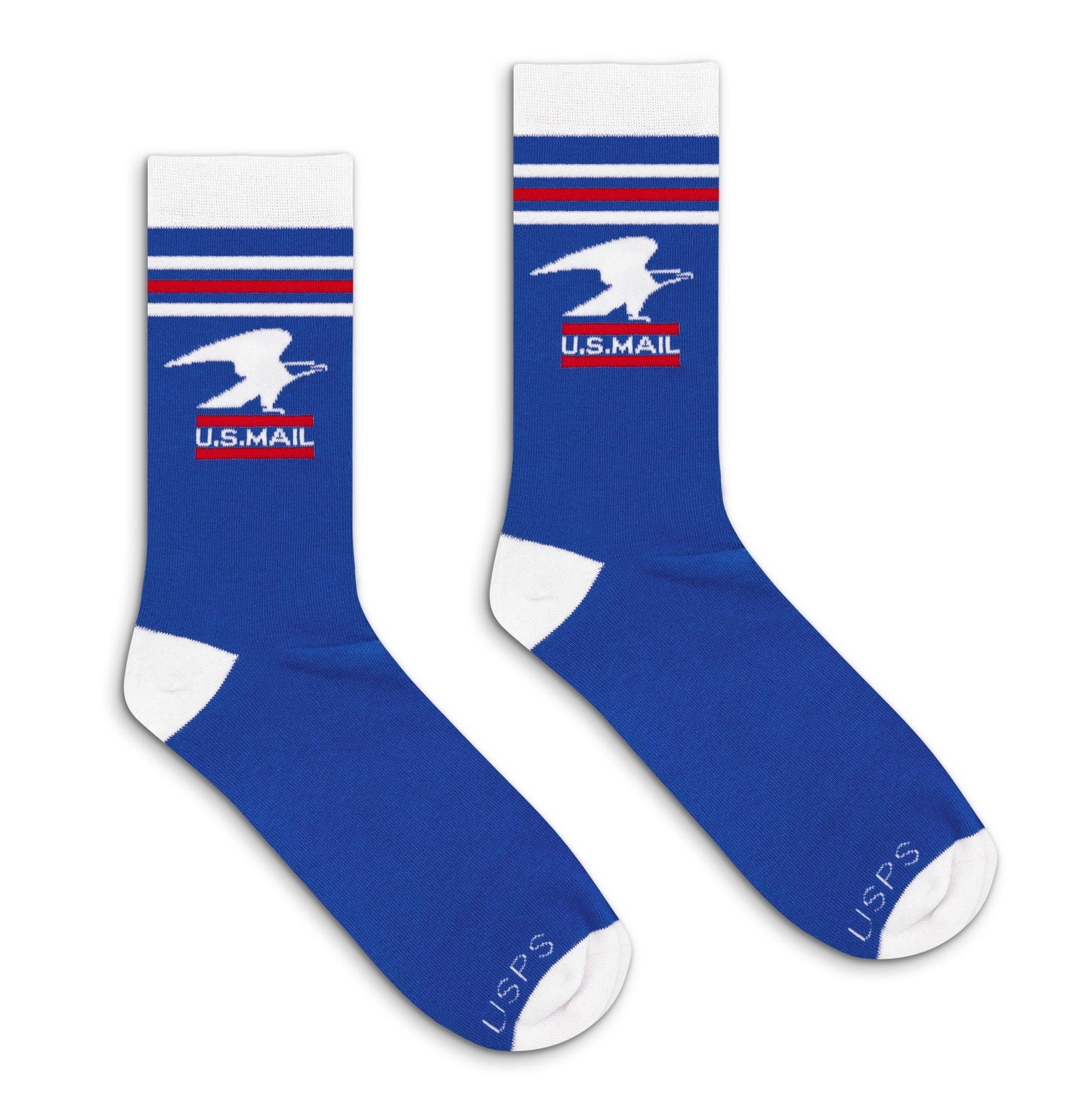 USPS U.S. Mail Standing Eagle Logo Crew Socks Blue/White