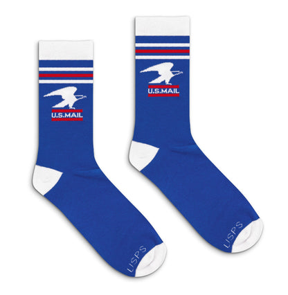 USPS U.S. Mail Standing Eagle Logo Crew Socks Blue/White