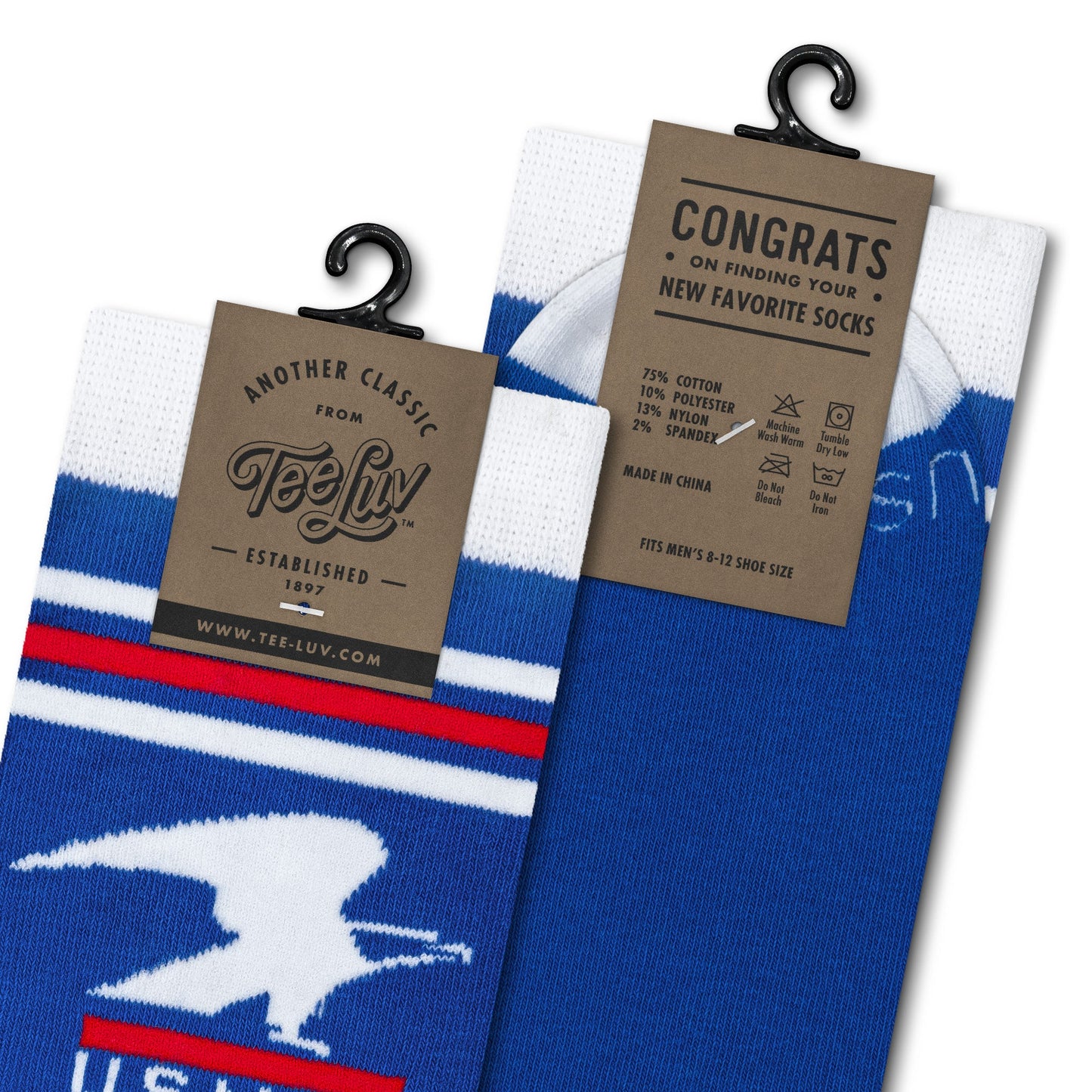 USPS U.S. Mail Standing Eagle Logo Crew Socks Blue/White