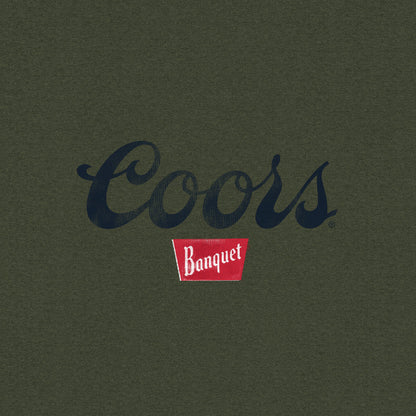Coors Banquet The Legend Left Chest Front and Back Print Mens T Shirt Military Green