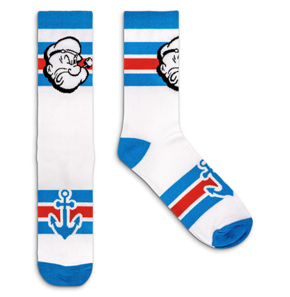 Popeye the Sailor Man Cartoon Socks White/Blue/Red