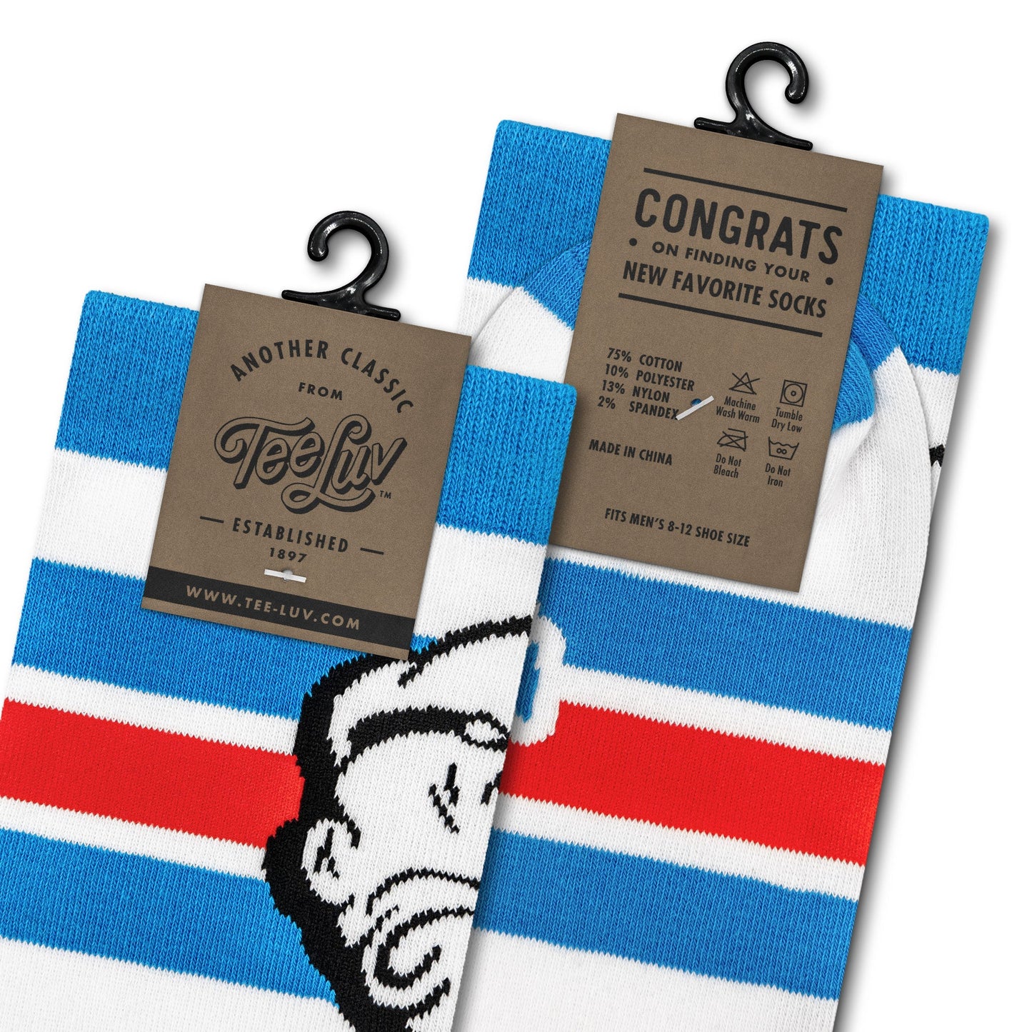 Popeye the Sailor Man Cartoon Socks White/Blue/Red