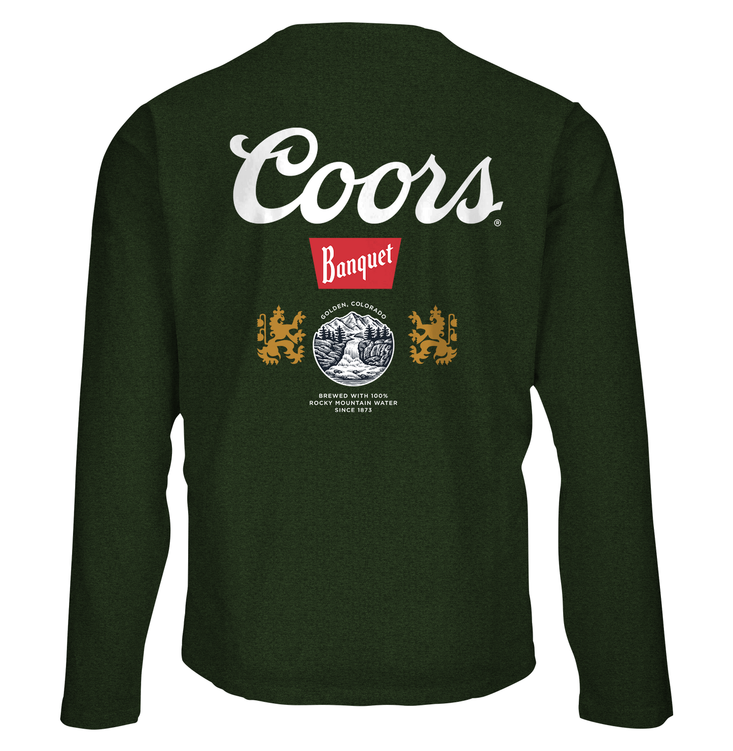 Coors Banquet Double Sided Long Sleeve Beer Logo Shirt Forest Green