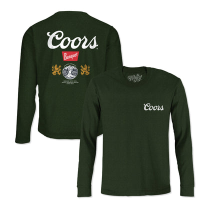 Coors Banquet Double Sided Long Sleeve Beer Logo Shirt Forest Green