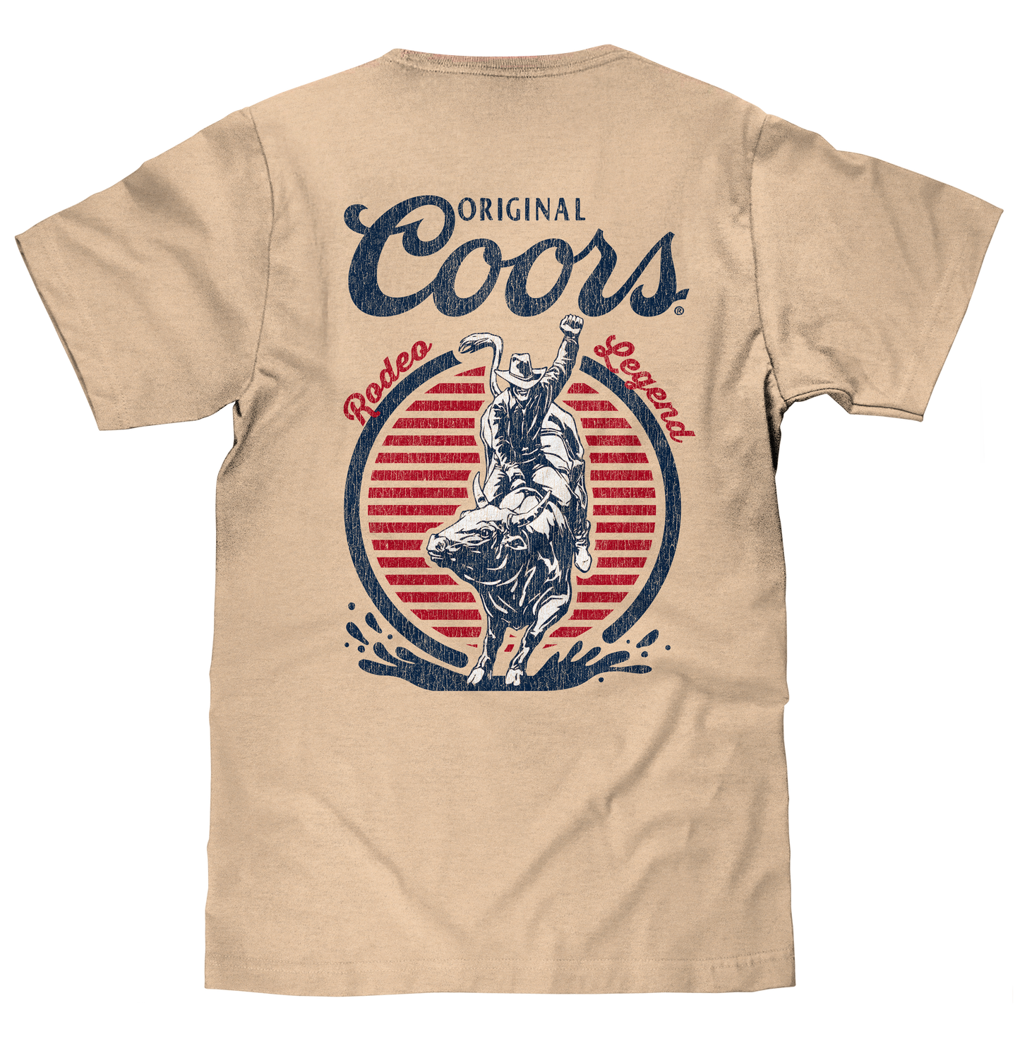 Original Coors Rodeo Legend Double Sided Beer Logo Mens T Shirt Cream