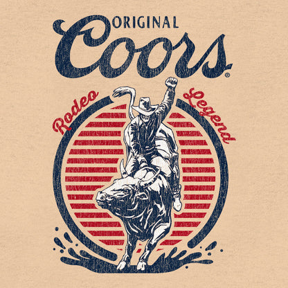 Original Coors Rodeo Legend Double Sided Beer Logo Mens T Shirt Cream
