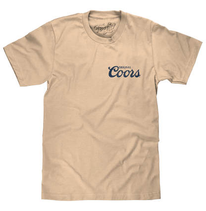 Original Coors Rodeo Legend Double Sided Beer Logo Mens T Shirt Cream