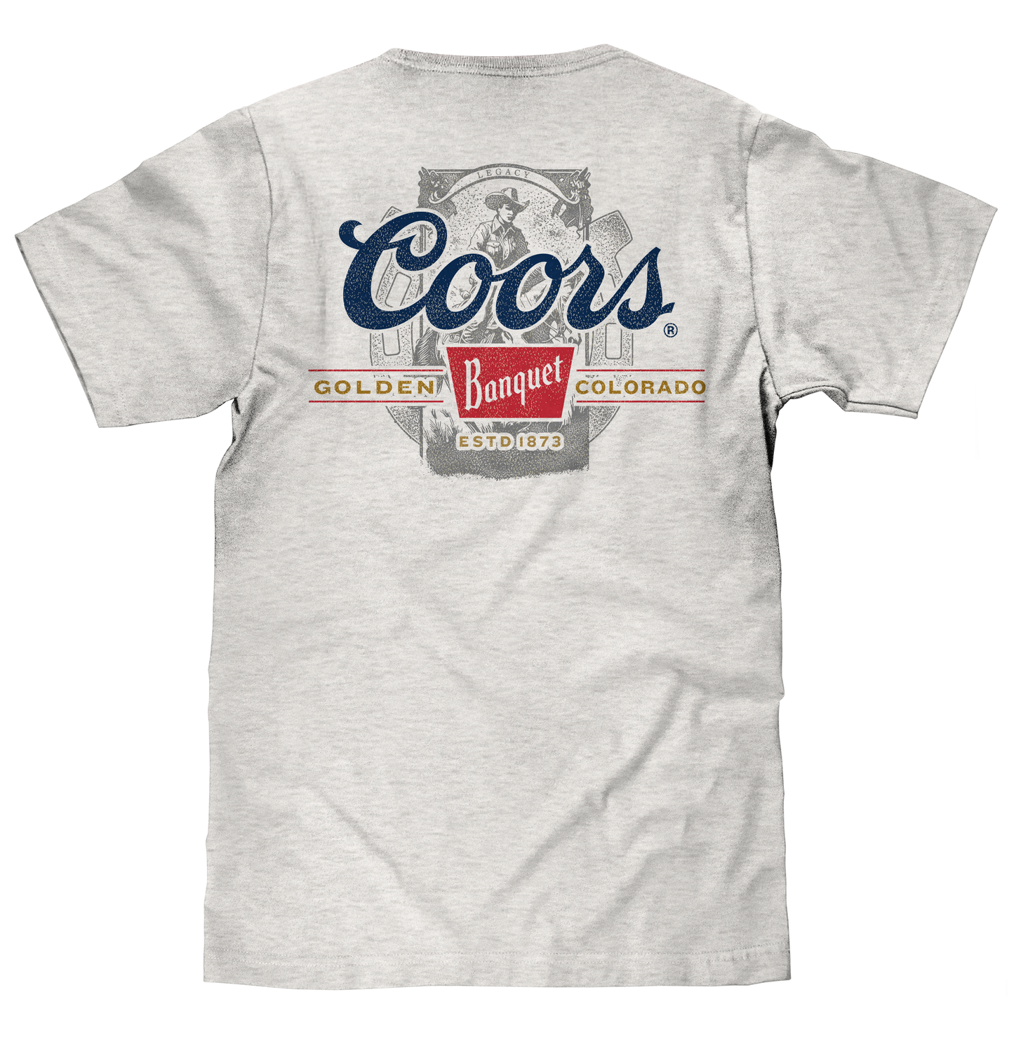 Coors Banquet Beer Front and Back Faded Graphic Mens T Shirt Ash Gray