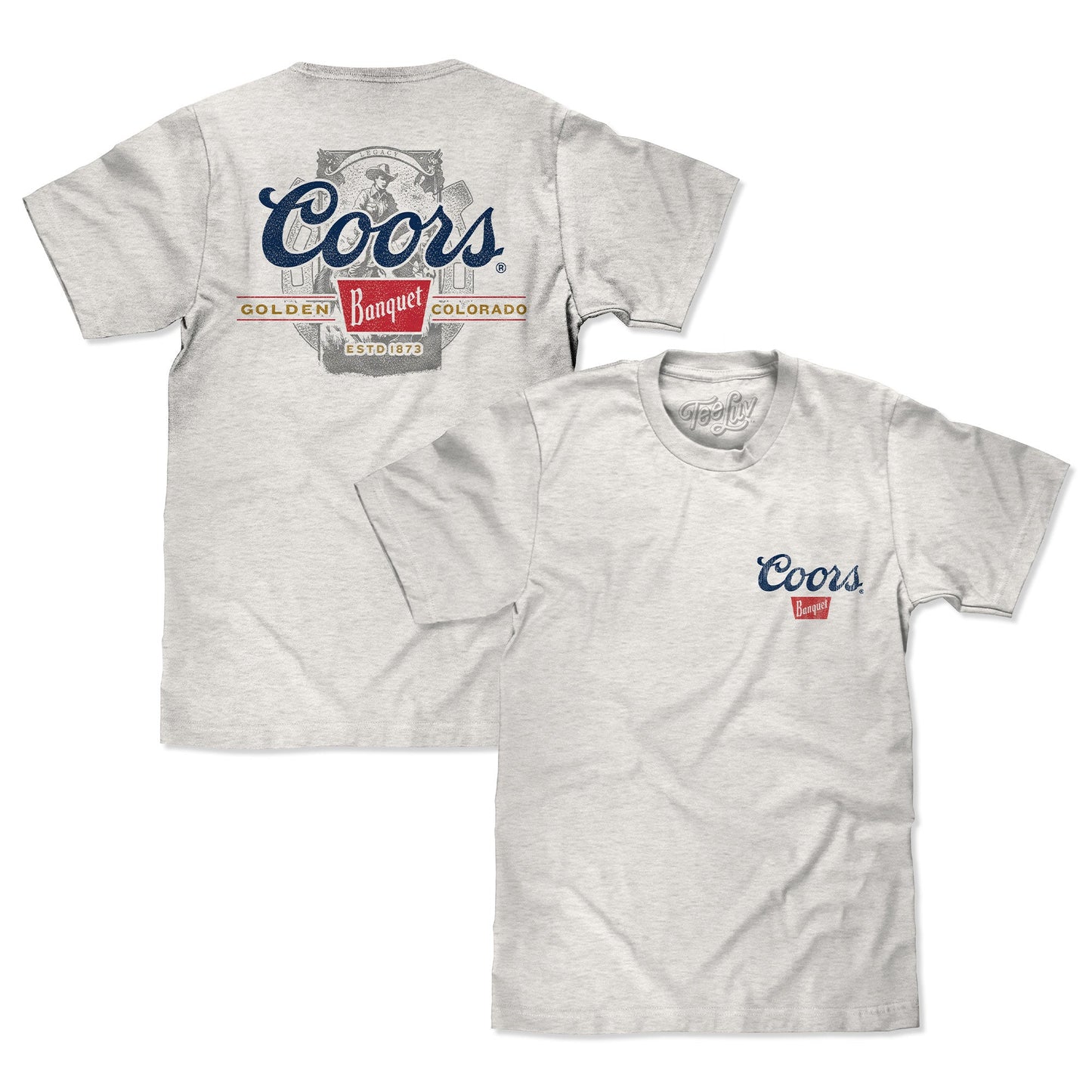 Coors Banquet Beer Front and Back Faded Graphic Mens T Shirt Ash Gray