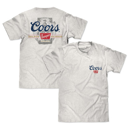 Coors Banquet Beer Front and Back Faded Graphic Mens T Shirt Ash Gray