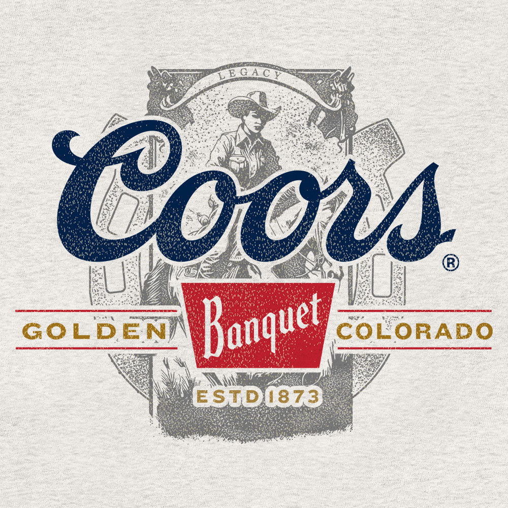 Coors Banquet Beer Front and Back Faded Graphic Mens T Shirt Ash Gray