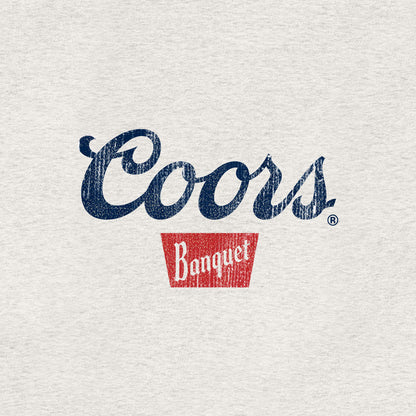 Coors Banquet Beer Front and Back Faded Graphic Mens T Shirt Ash Gray