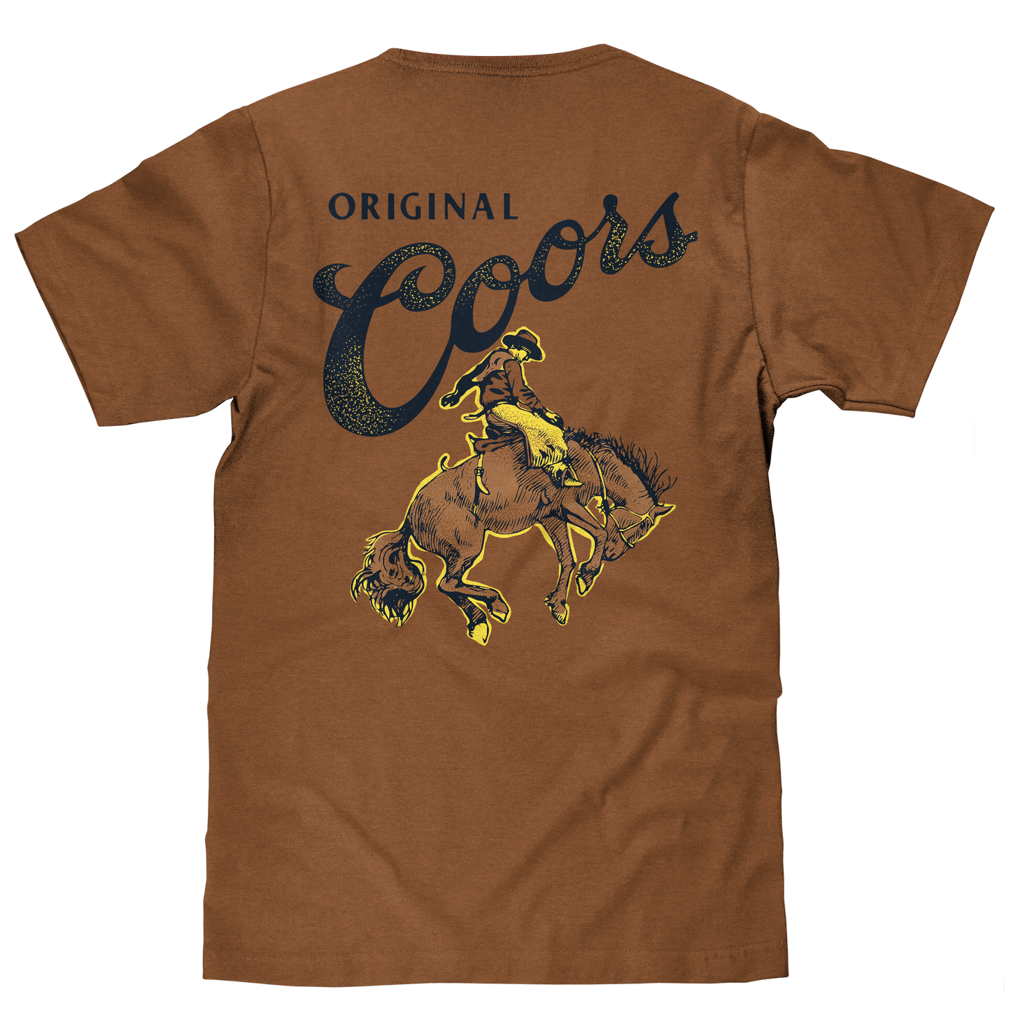 Coors Original Rodeo Cowboy Front/Back Mens T Shirt Brown Sugar