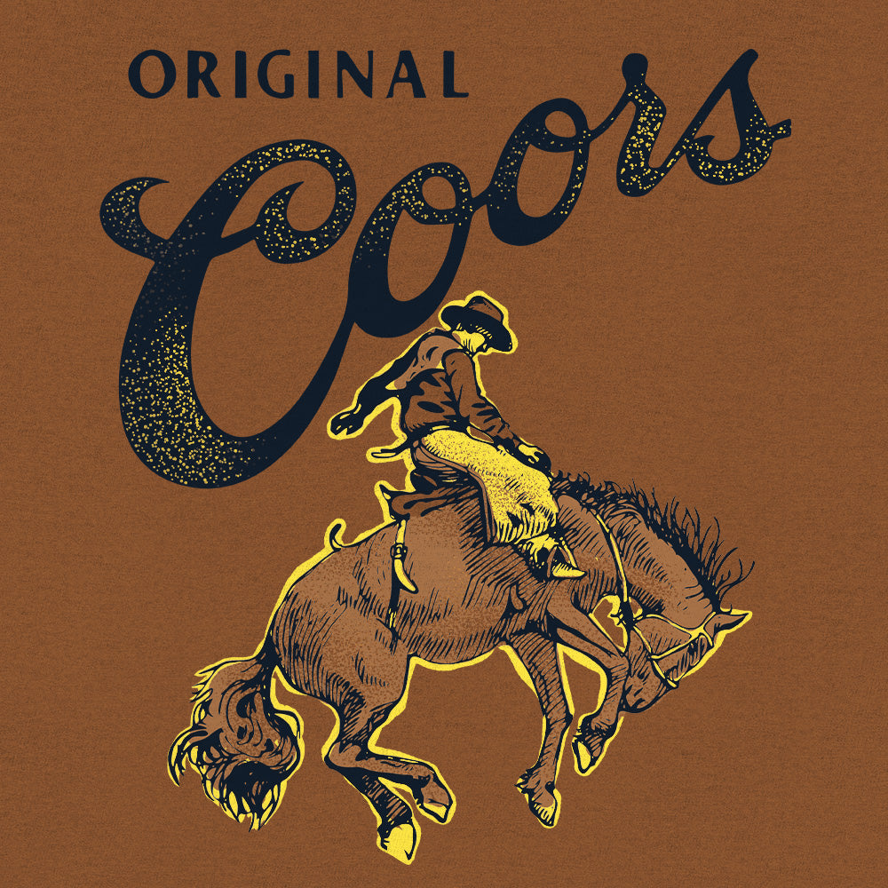 Coors Original Rodeo Cowboy Front/Back Mens T Shirt Brown Sugar