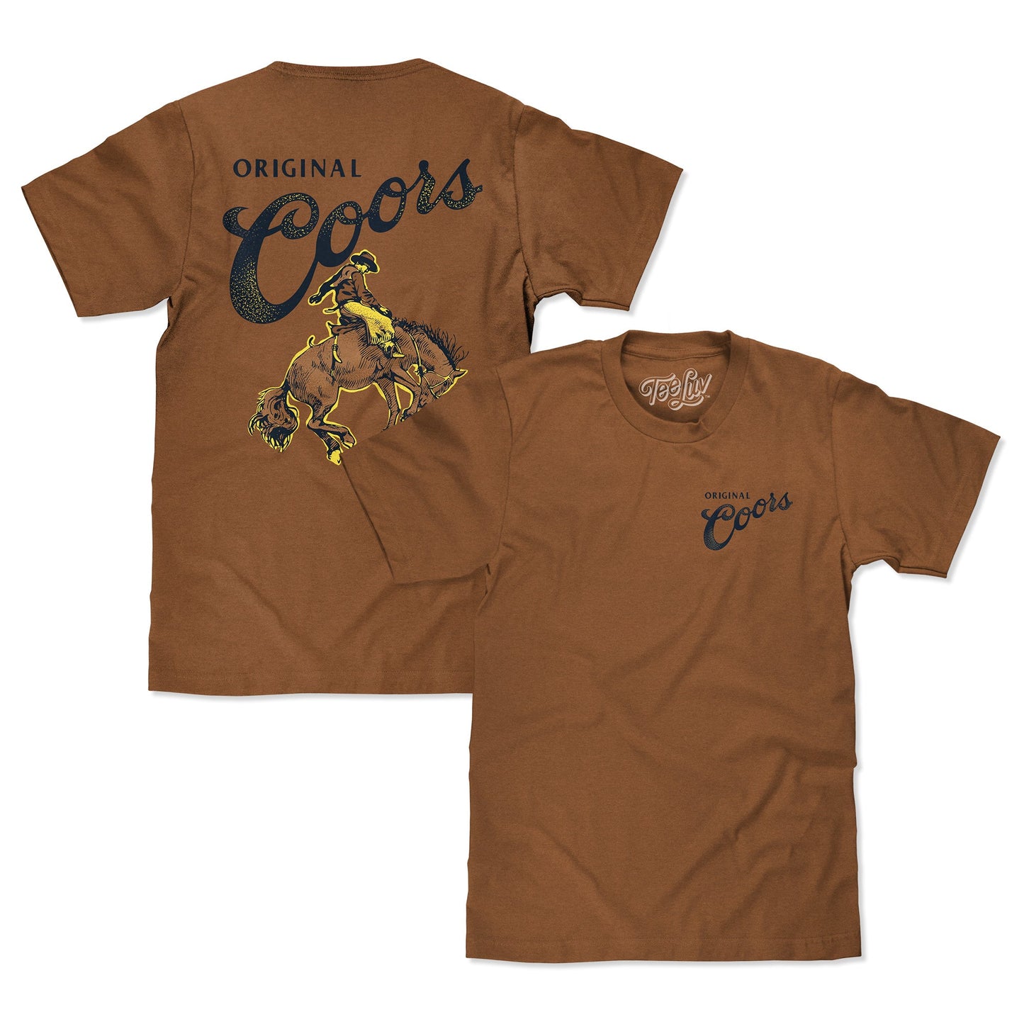 Coors Original Rodeo Cowboy Front/Back Mens T Shirt Brown Sugar