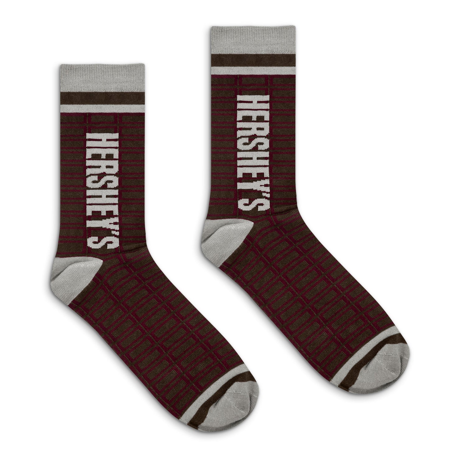 Hershey's Chocolate Candy Logo Grid Pattern Socks Brown/Red/Gray
