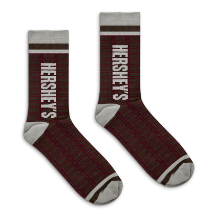 Hershey's Chocolate Candy Logo Grid Pattern Socks Brown/Red/Gray